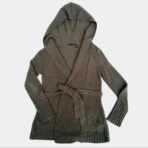 Daisy Fuentes Olive Chunky Knit Hooded Sweater